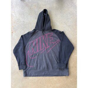 Vintage Nike 3XL Gray Hoodie With Pink Spell Out Logo Y2K C4
